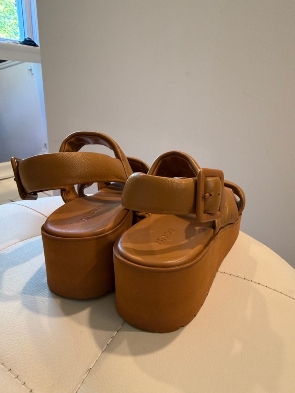 Vince Tan Leather Platform Sandals - Picture 15 of 15